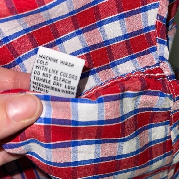 Paper Denim & Cloth Shirt Size XL Mens Plaid Cotton Button Up Long Sleeve Red - Picture 6 of 14